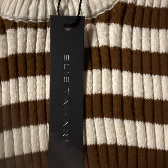 Elie Tahari Women's Ribbed Striped Sleeveless Top Small Brown New with Tag - Picture 3 of 4